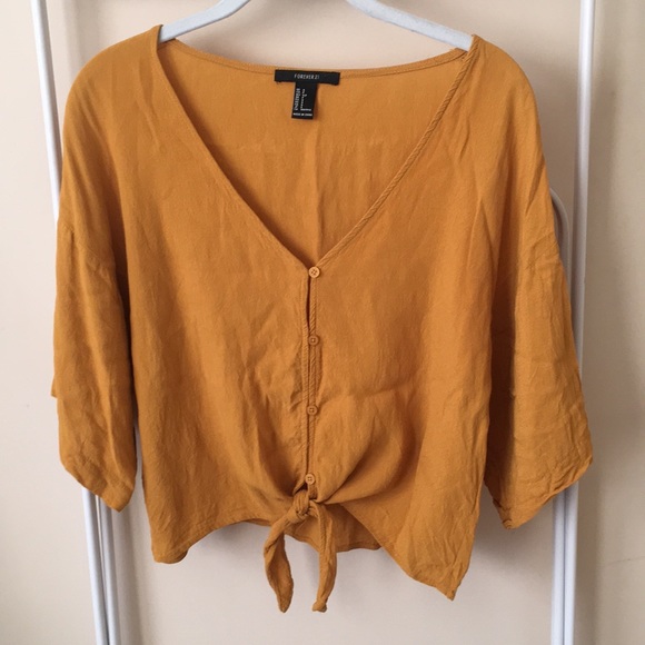 Forever 21 Tops - Mustard yellow drapey blouse